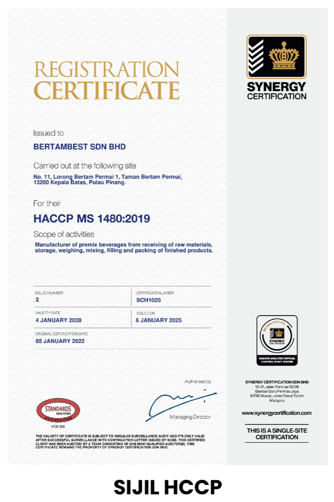 HACCP Registration Certificate