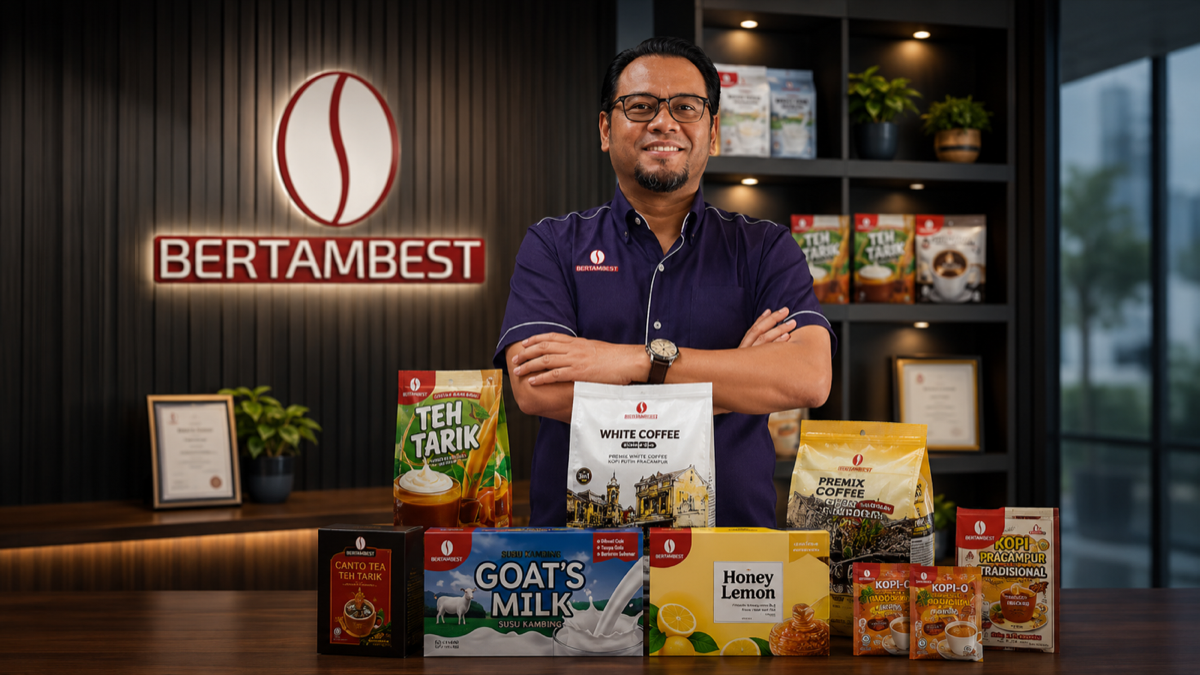 BertamBest founder Mohd Zaki Hj Zakaria at the BertamBest office with the full product range