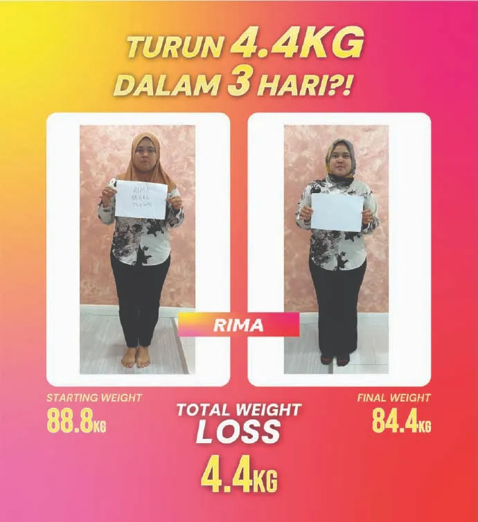 Testimoni Rima, turun 4.4kg